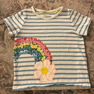 Mini Boden striped t shirt with floral rainbow design size 3T